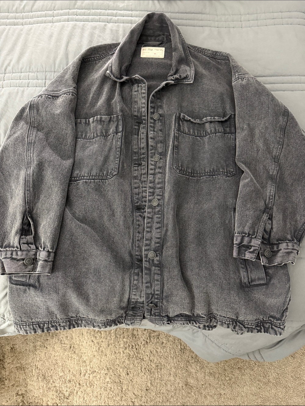 We The Free Washed Black Oversized Jean Jacket